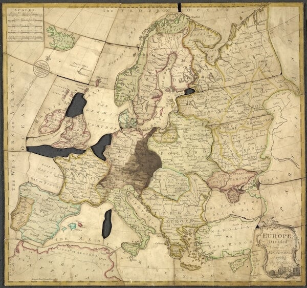 Europe Divided Into Its Kingdoms, jigsaw puzzle, 1766, The Strong, Rochester,  New York, USA.