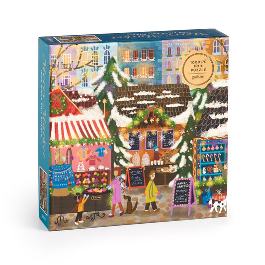 Joy Laforme Merry Market 1000 Piece Foil Puzzle in a Square Box Jigsaw Puzzle Joy Laforme 