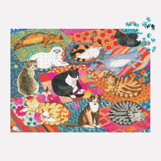 Lounging Cats 1000 Piece Puzzle Jigsaw Puzzle Alison Kolesar 