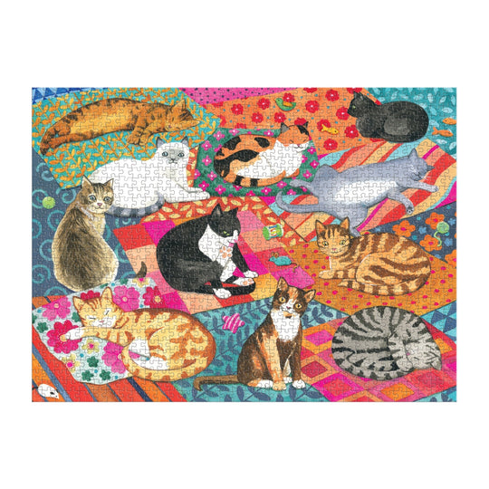 Lounging Cats 1000 Piece Puzzle Jigsaw Puzzle Alison Kolesar 