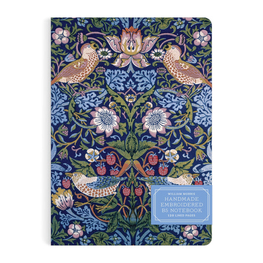 William Morris Strawberry Thief Handmade Embroidered B5 Journal Journal William Morris 