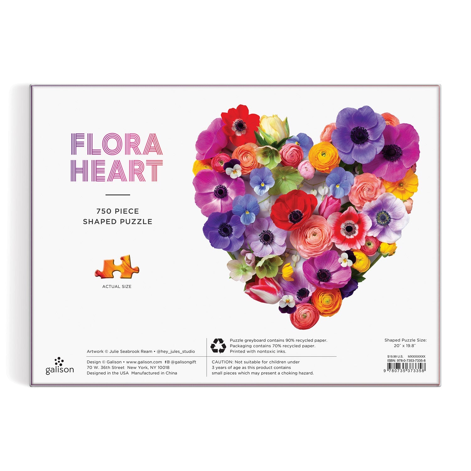 Flora Heart 750 Piece Shaped Puzzle – Galison