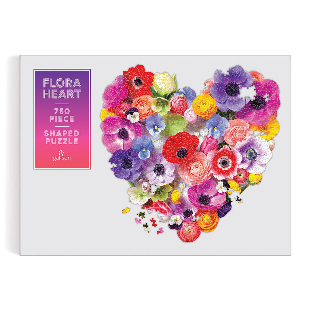 Flora Heart 750 Piece Shaped Puzzle Galison 