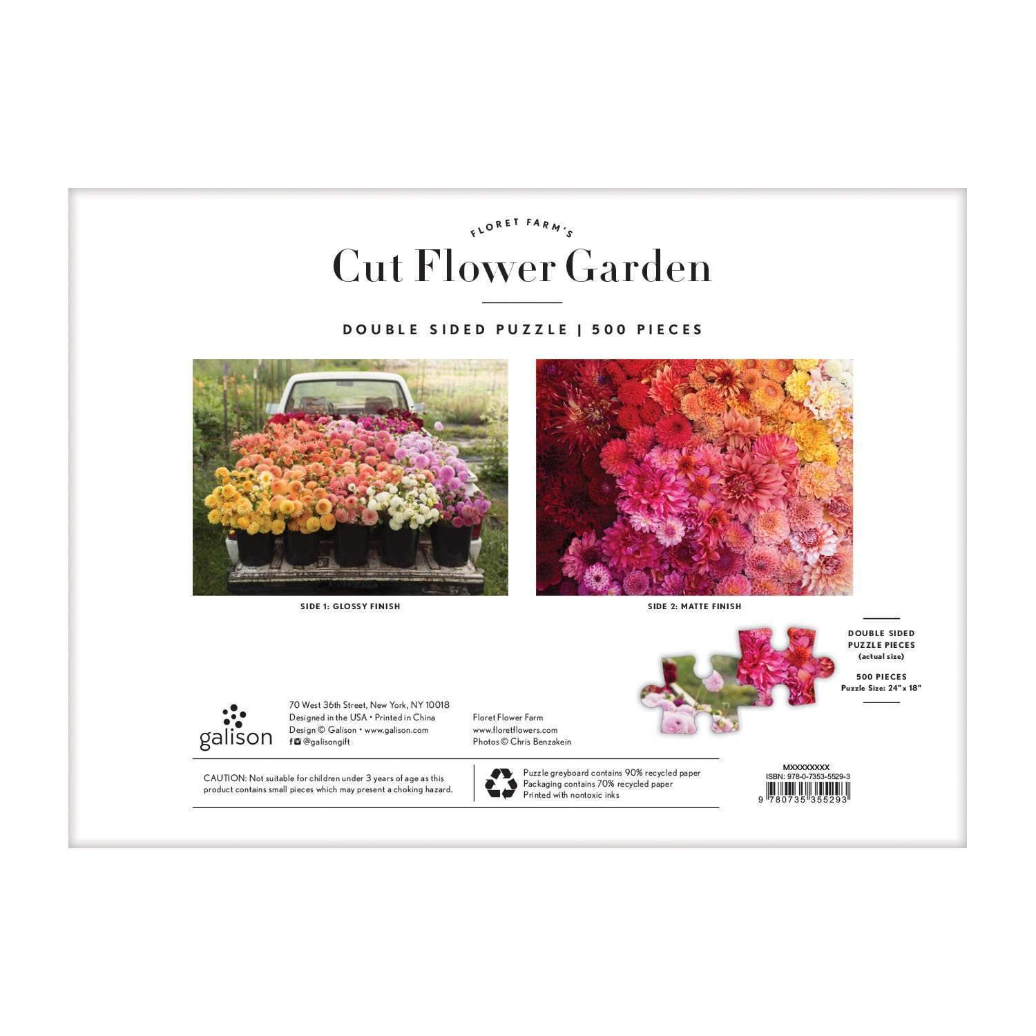 Floret Farm's Cut Flower Garden 2-Sided 500 Piece Puzzle | Galison