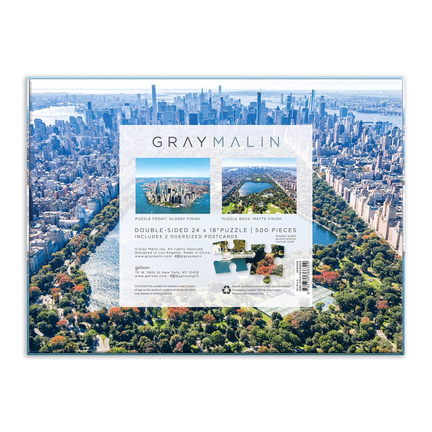 Gray Malin New York City Double-Sided 500 Piece Jigsaw Puzzle