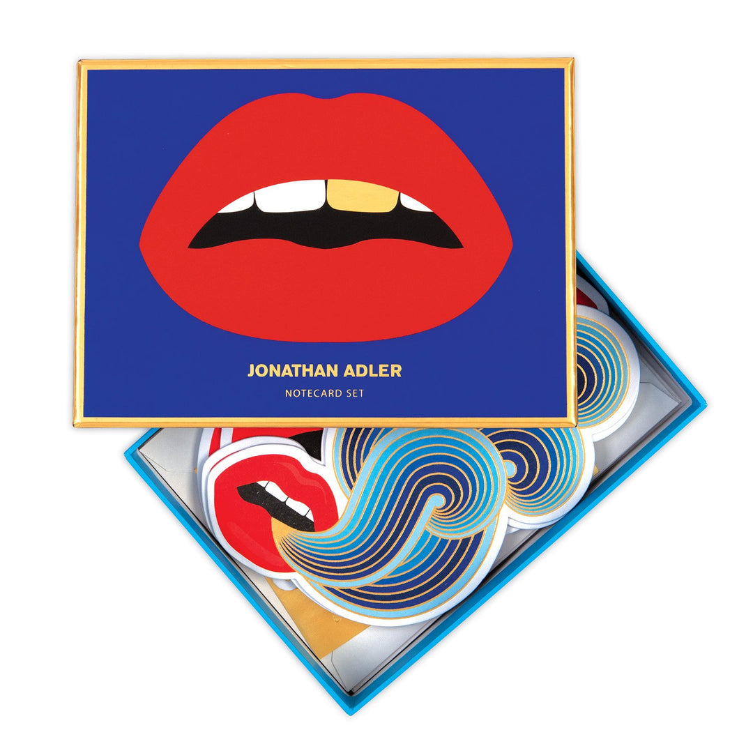 Jonathan Adler Lips Boxed Diecut Notecard Set Greeting Cards Galison 