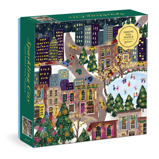 Joy Laforme Sparkling City 1000 Piece Foil Puzzle In a Square Box 1000 Piece Puzzles Joy Laforme 