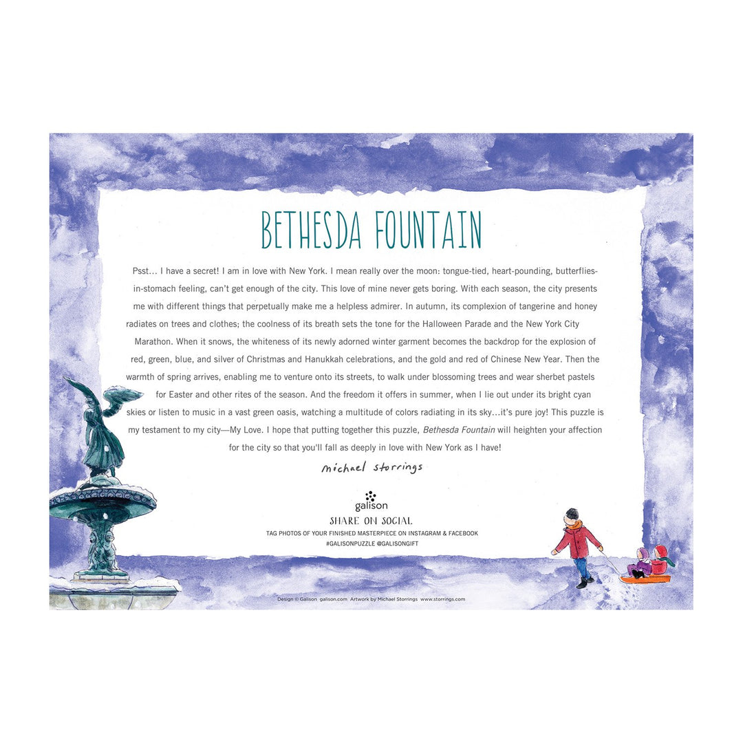 Michael Storrings Bethesda Fountain 1000 Piece Jigsaw Puzzle Holiday 1000 Piece Puzzles Michael Storrings Collection 