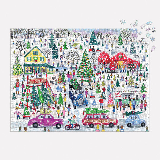 Michael Storrings Christmas Tree Farm 1000 Piece Foil Puzzle Puzzles Michael Storrings 