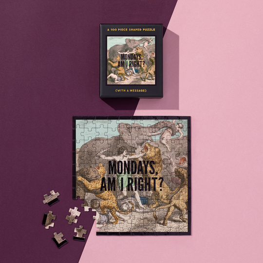 Mondays, Am I Right? 100 Piece Mini Shaped Puzzle 100 Piece Puzzles Brass Monkey 