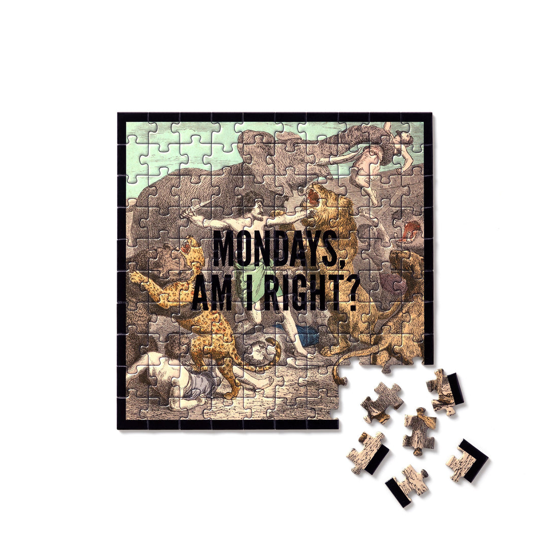 Mondays, Am I Right? 100 Piece Mini Shaped Puzzle 100 Piece Puzzles Brass Monkey 