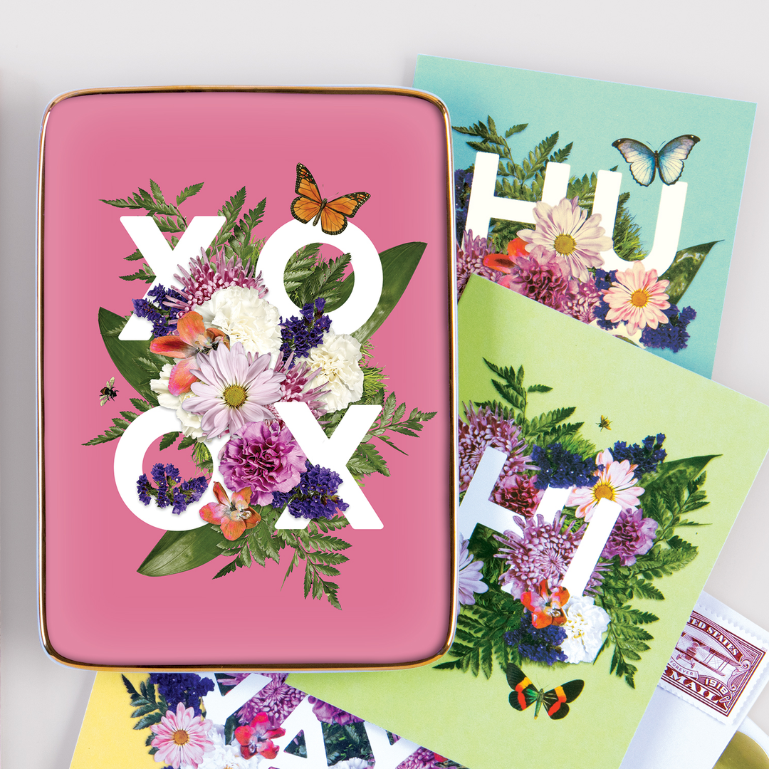 Say It With Flowers XOXO Porcelain Tray Porcelain Trays Galison 