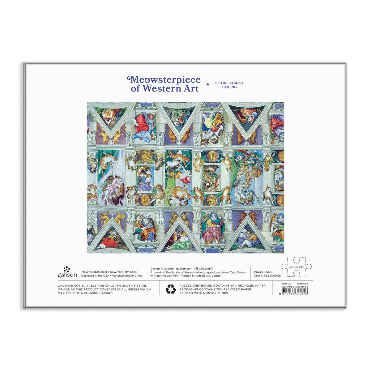 Sistine Chapel Ceiling Meowsterpiece of Western Art 2000 Piece Jigsaw Puzzle