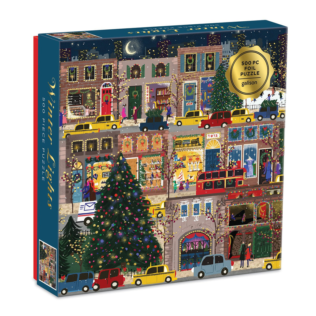 Winter Lights Foil Puzzle 500 Piece Jigsaw Puzzle holiday 500 Piece Puzzles Galison 