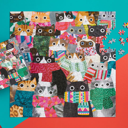 Wintry Cats 500 Piece Puzzle Puzzles Angela Rozelaar 